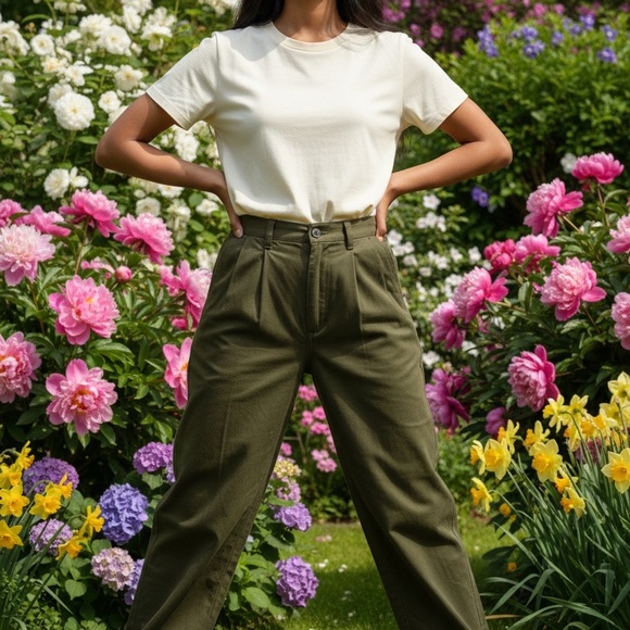 Claiborne Olive Green Wide-Leg Pants Size 32L - Picture 3 of 9